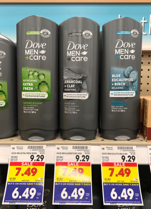 Dove Men+Care Body Wash Kroger Shelf Image