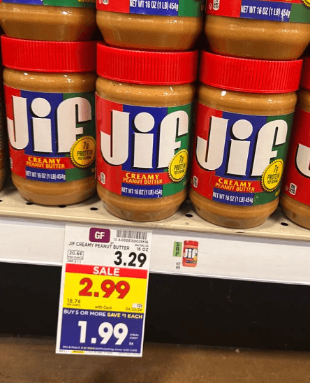 Jif Peanut Butter Kroger Shelf Image