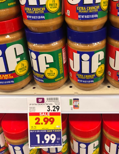 Jif Peanut Butter Kroger Shelf Image