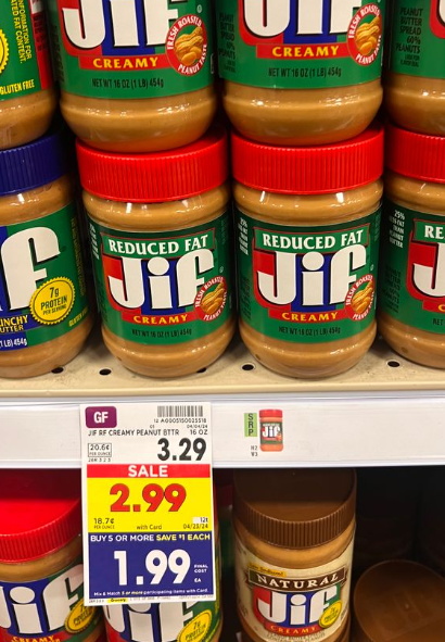 Jif Peanut Butter Kroger Shelf Image