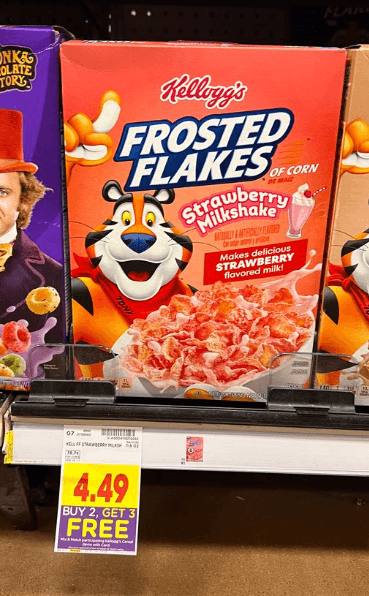Kellogg's Frosted Flakes Strawberry Milkshake Kroger Shelf Image