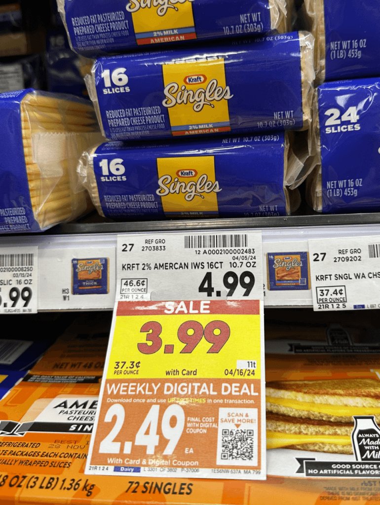 Kraft Cheese Singles Kroger Shelf Image