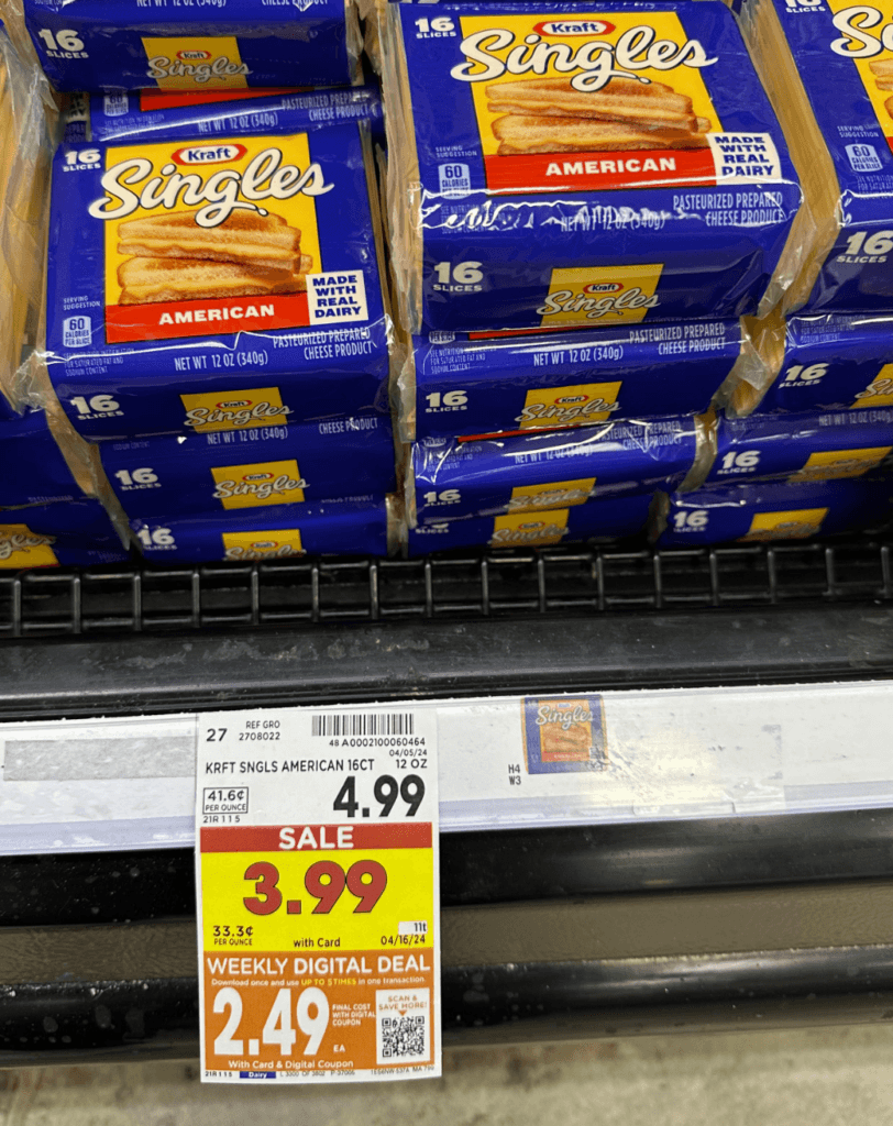 Kraft Cheese Singles Kroger Shelf Image