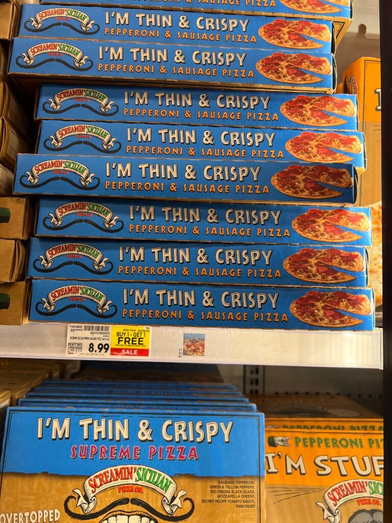 screamin sicilian pizza and breadstix kroger shelf image