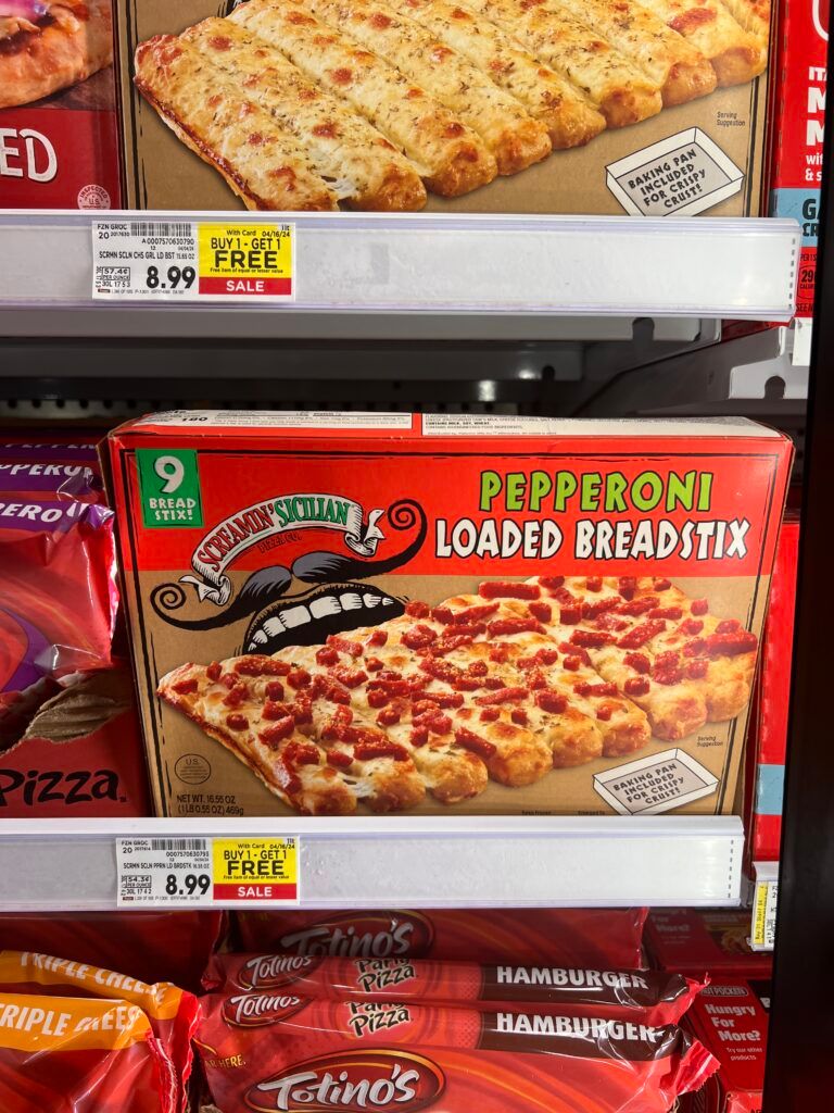 screamin sicilian pizza and breadstix kroger shelf image