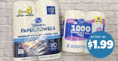 kroger glimmer paper towels and TP kroger krazy