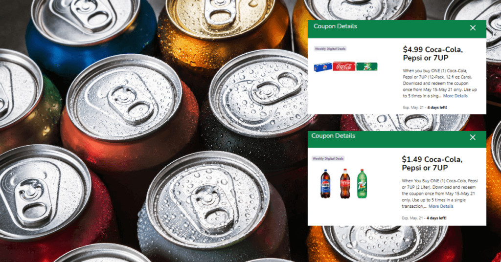 2 liter pop and 12 pk cans Kroger digital coupons