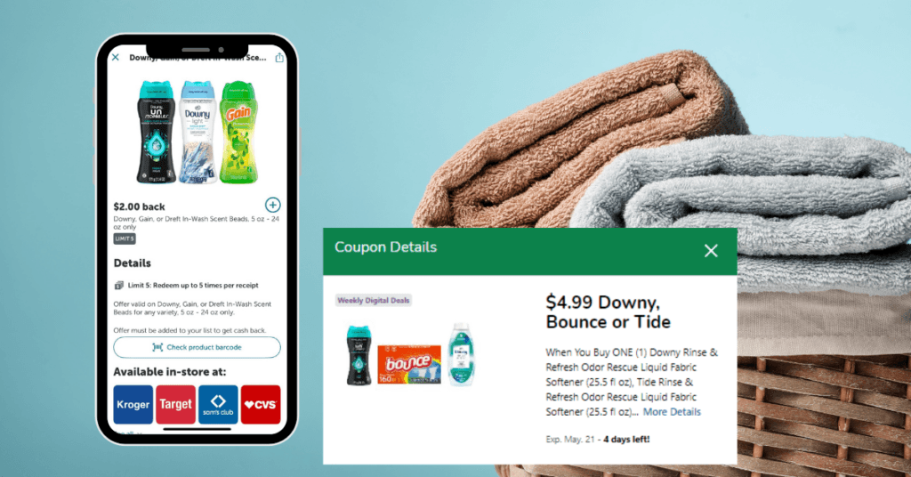 Downy and Gain In-wash scent Beads Ibotta Rebate Kroger