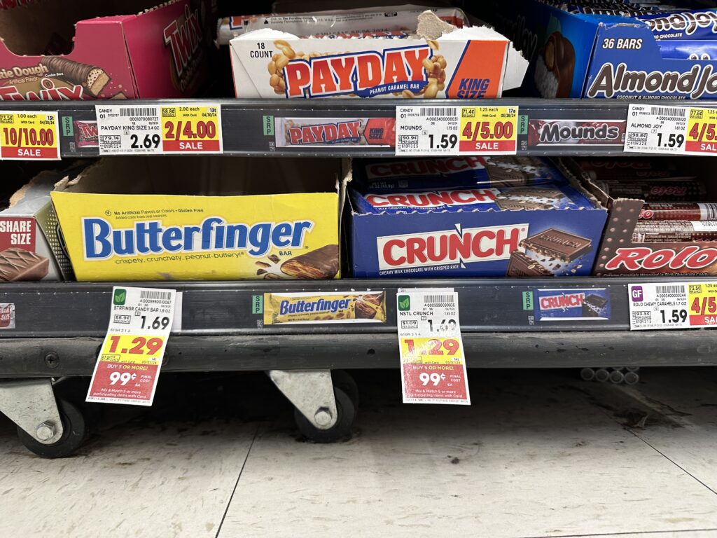 butterfinger and crunch bar kroger shelf image