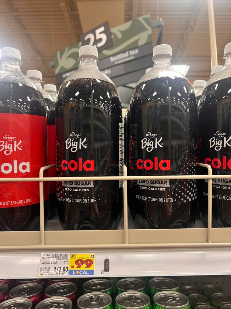 Big K 2 liter Soda Bottles Kroger Shelf Image