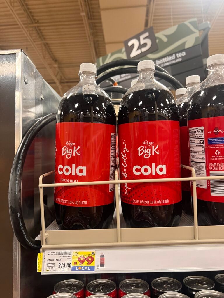 Big K 2 liter Soda Bottles Kroger Shelf Image