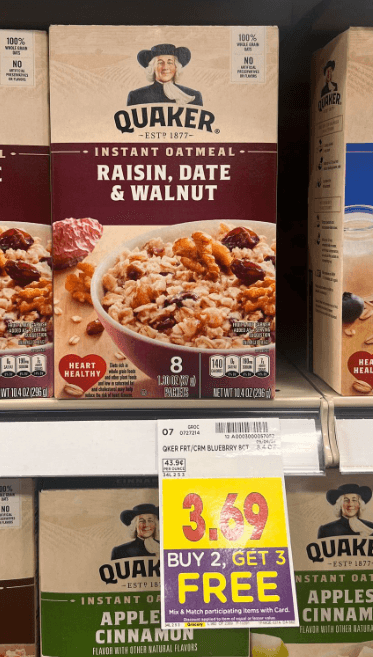 Quaker Instant Oatmeal Kroger Shelf Image