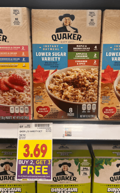 Quaker Instant Oatmeal Kroger Shelf Image