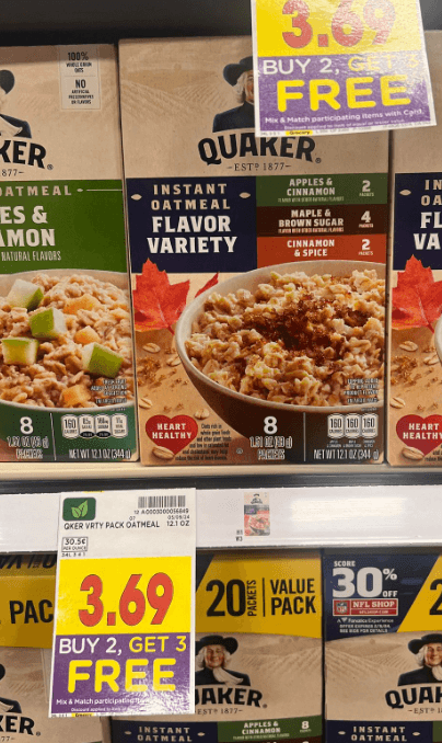 Quaker Instant Oatmeal Kroger Shelf Image