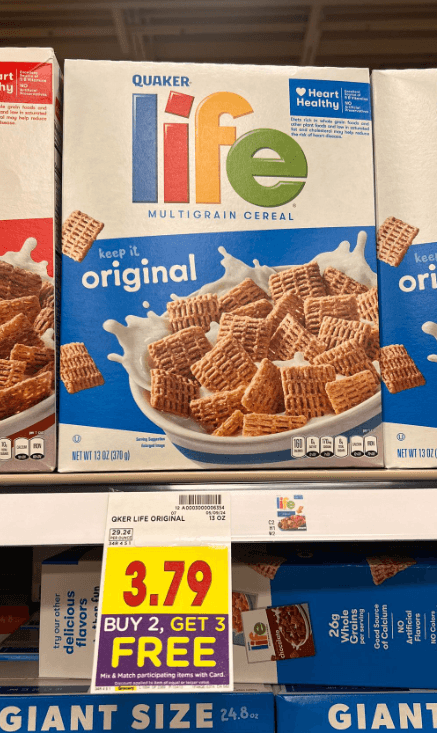 Quaker Life Cereal Kroger Shelf Image