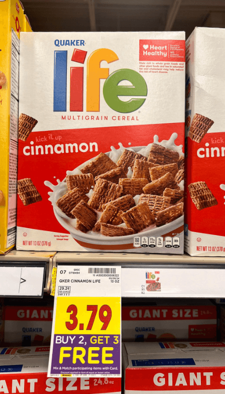 Quaker Life Cereal Kroger Shelf Image