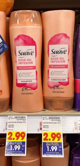 Suave Shampoo and Conditioner Kroger Shelf Image