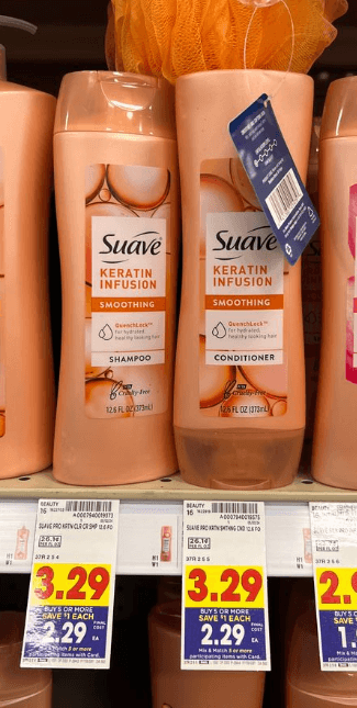 Suave Shampoo and Conditioner Kroger Shelf Image