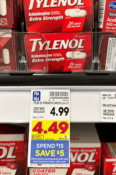 Tylenol Kroger Shelf Image