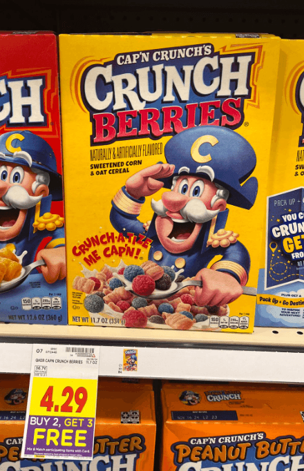 quaker Cap'n Crunches Cereal Kroger Shelf Image