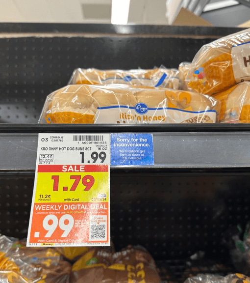 Kroger Buns shelf image