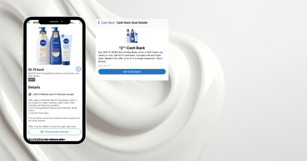 Nivea Lotion Kroger Ibotta and Kroger Cash Back