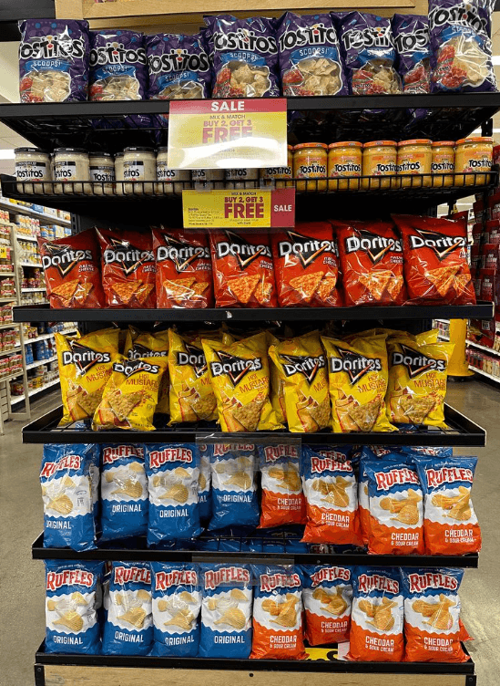 Tostitos, Doritos and Ruffles Kroger Shelf Image