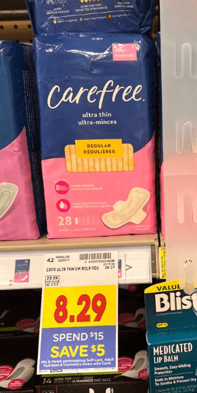 Carefree Pads Kroger Shelf image