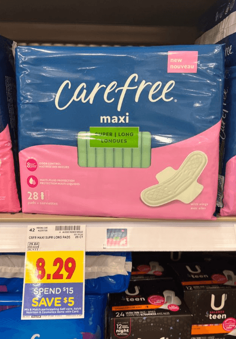 Carefree Pads Kroger Shelf image