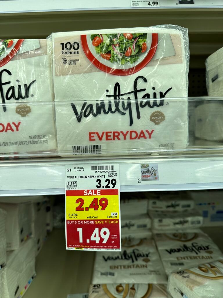 vanity fair napkins kroger shelf image