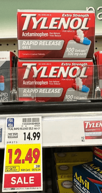 Tylenol Kroger Shelf Image