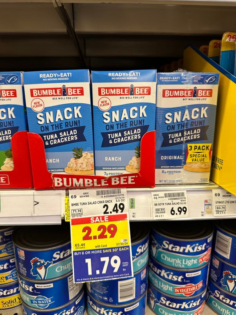bumble bee snack on the run kroger shelf image (1)