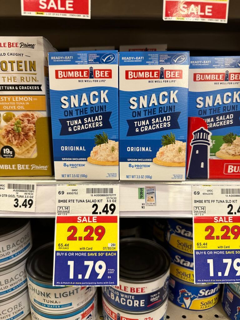 bumble bee snack on the run kroger shelf image (1)
