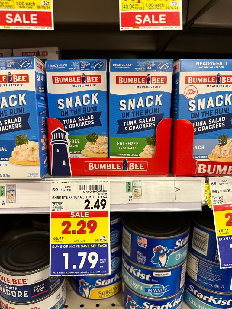 bumble bee snack on the run kroger shelf image (1)