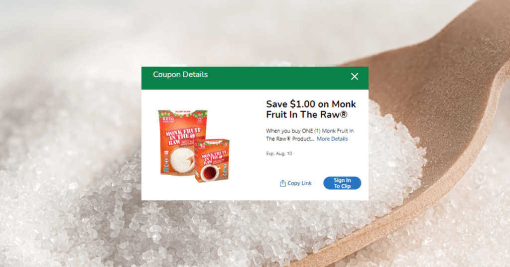monk fruit in the raw kroger digital coupon
