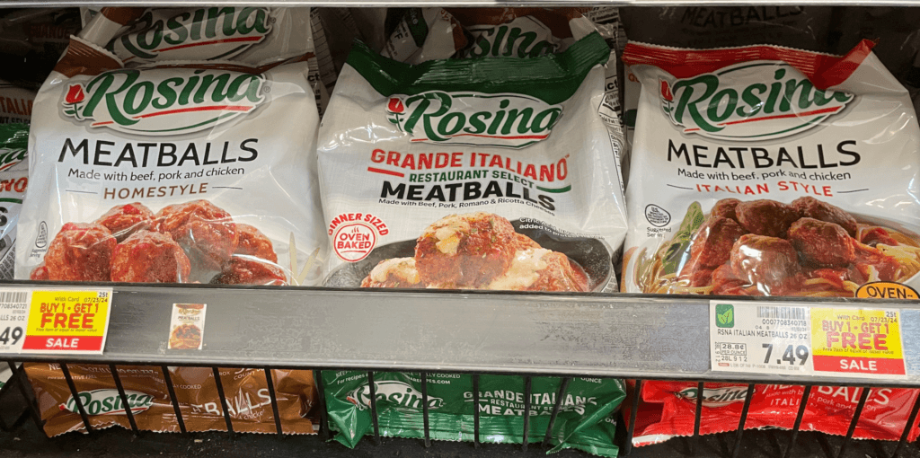 rosina meatballs on kroger shelf