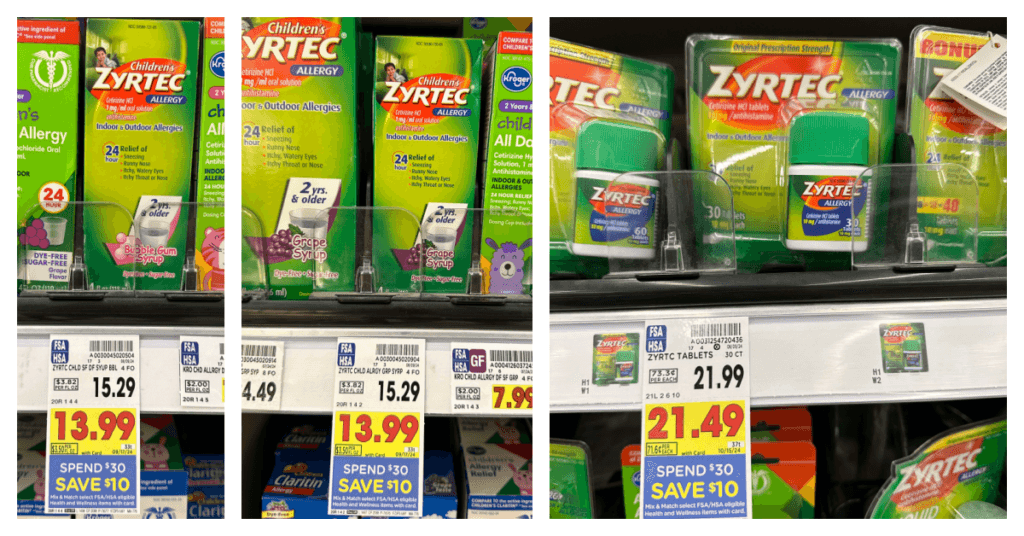 Zyrtec Allergy Kroger Shelf Images