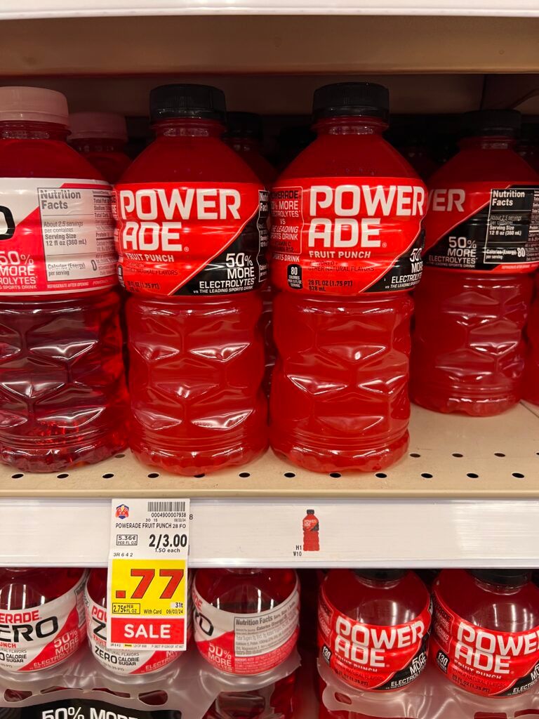 body armor, sparkling ice and powerade kroger shelf image (1)