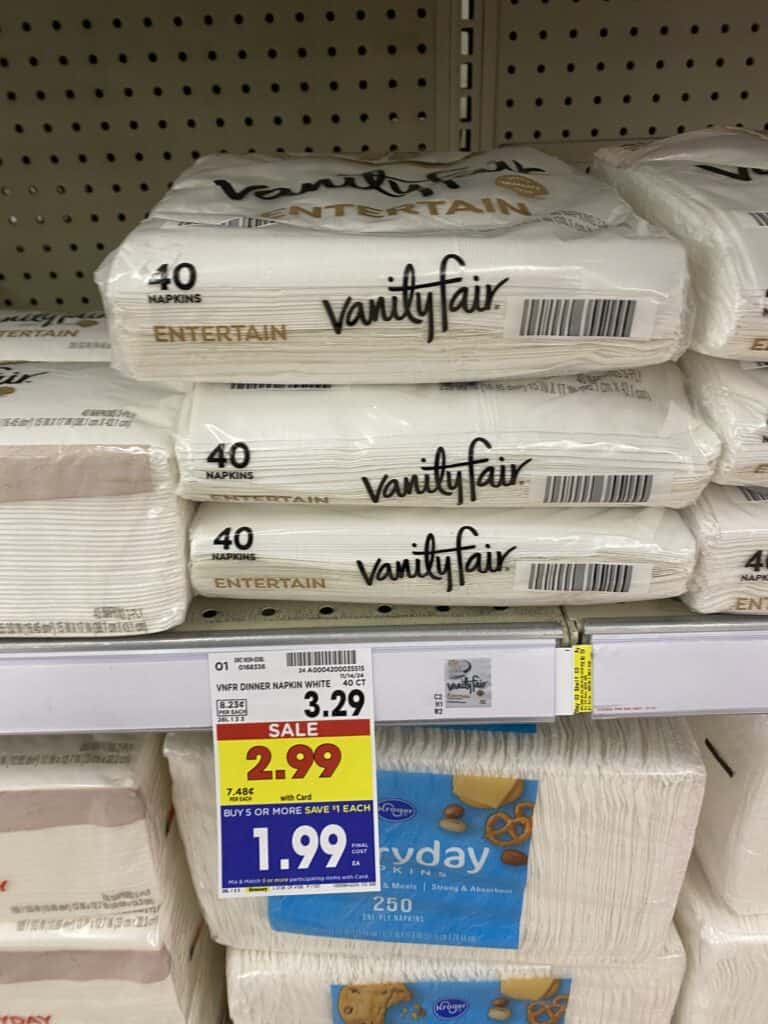 Vanity Fair Napkins Kroger Shelf Image