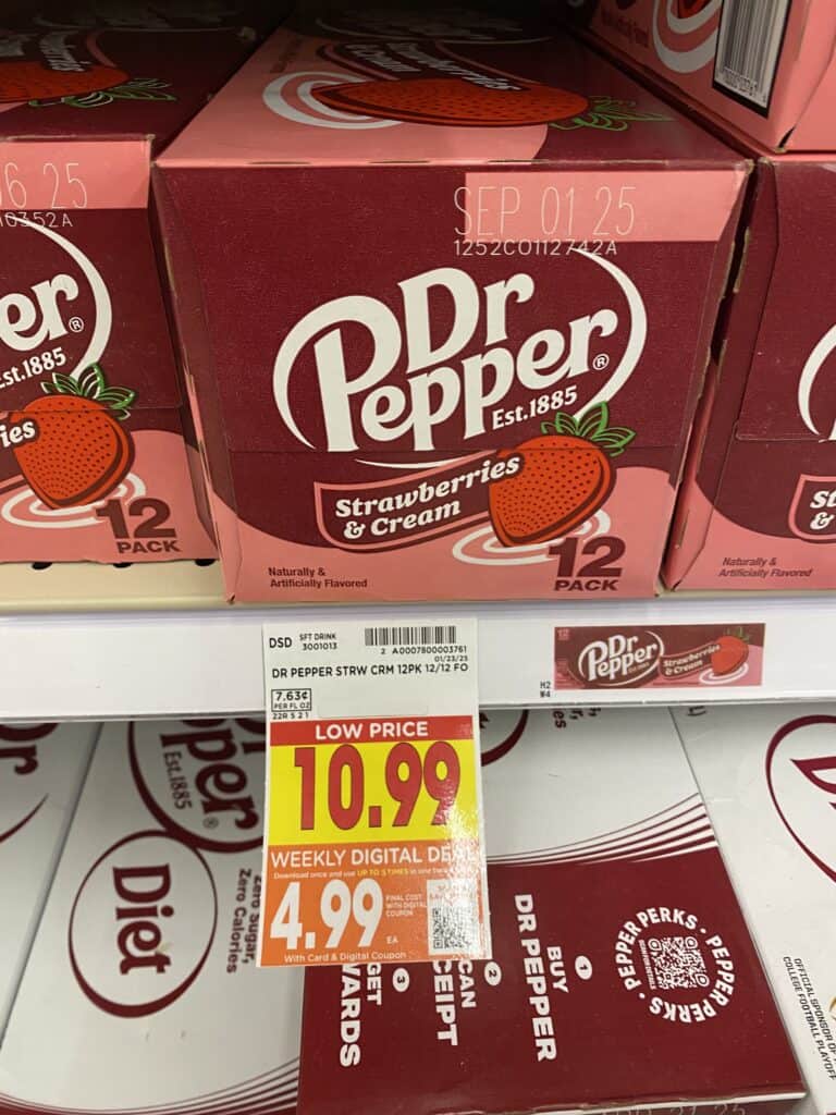 Dr Pepper, Coca-Cola, Pepsi, 7UP Kroger Shelf image 