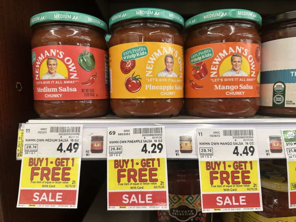 newman's own salsa kroger shelf image
