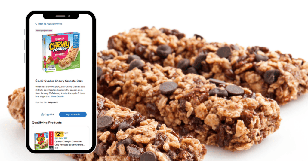 Quaker Chewy Bars Kroger Digital Coupon
