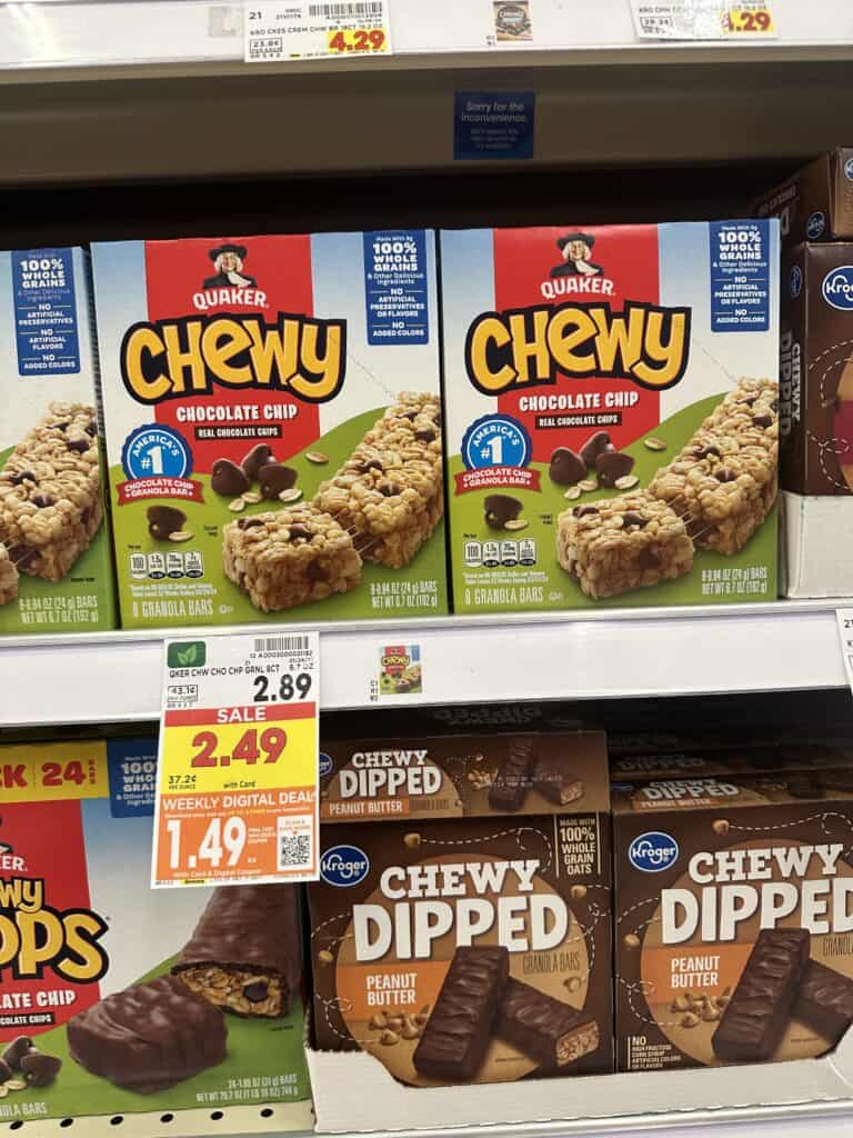 Quaker Chewy Bars Kroger Shelf Image 