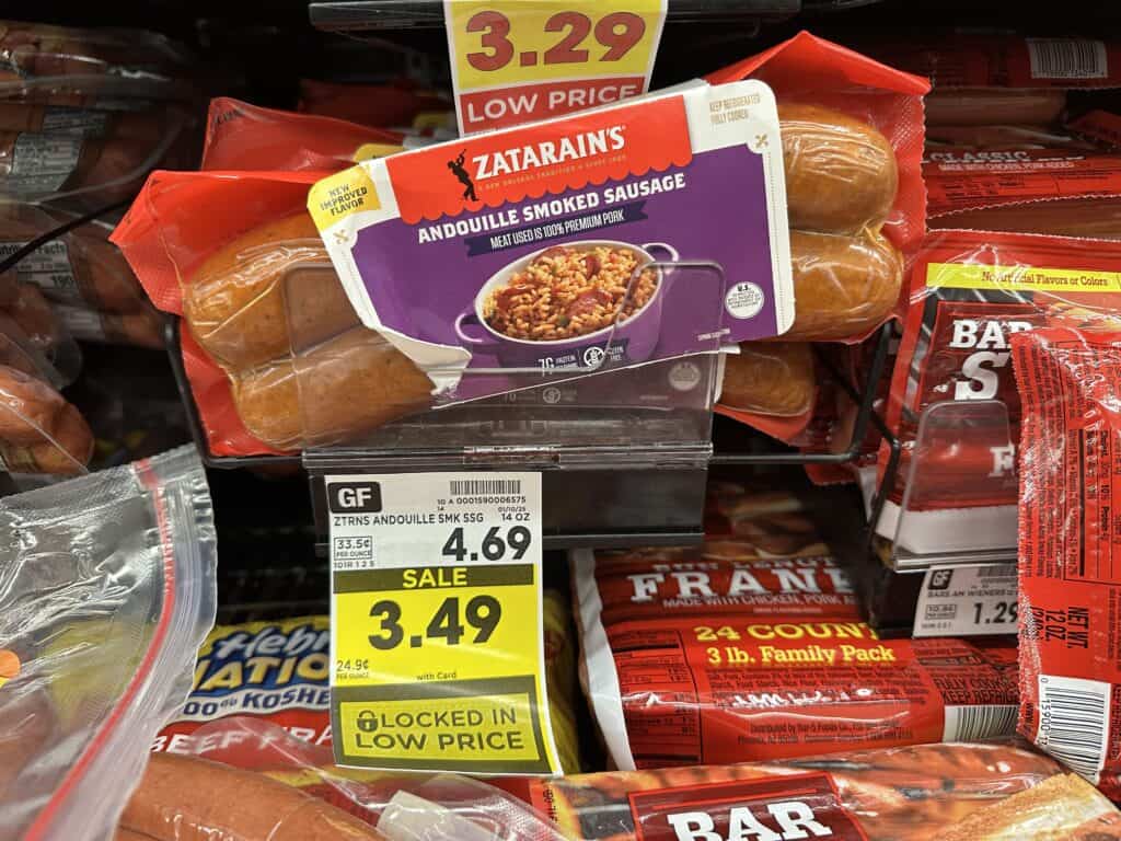 zatarains smoked sausage kroger shelf image