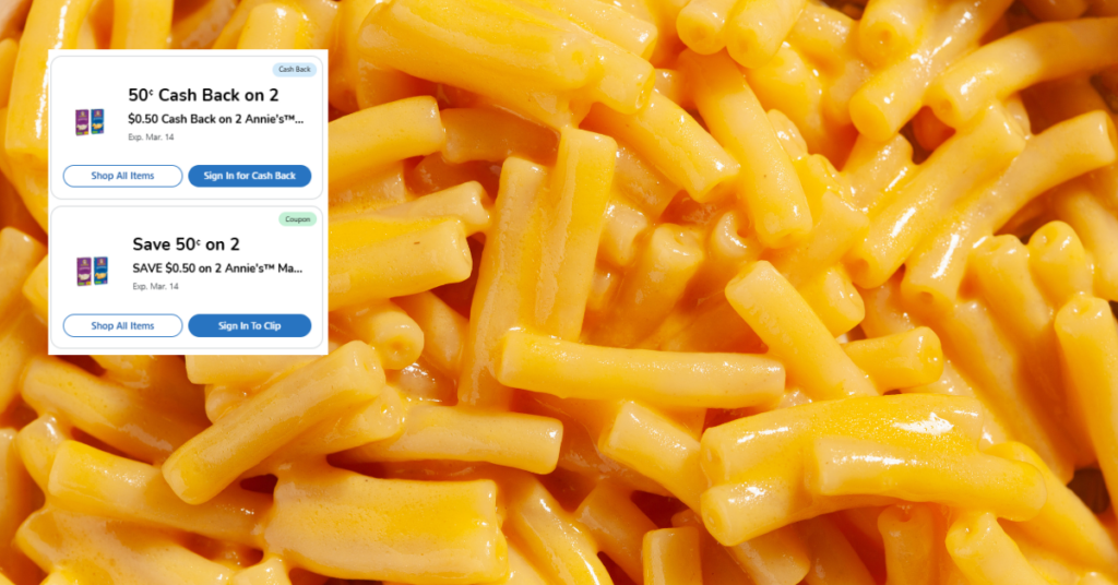 Annie's Mac & Cheese Kroger Digital Coupon and Kroger Cash Back Rebate
