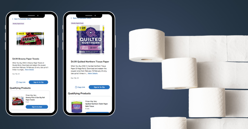 Brawny and Quilted Northern Kroger Digital coupons