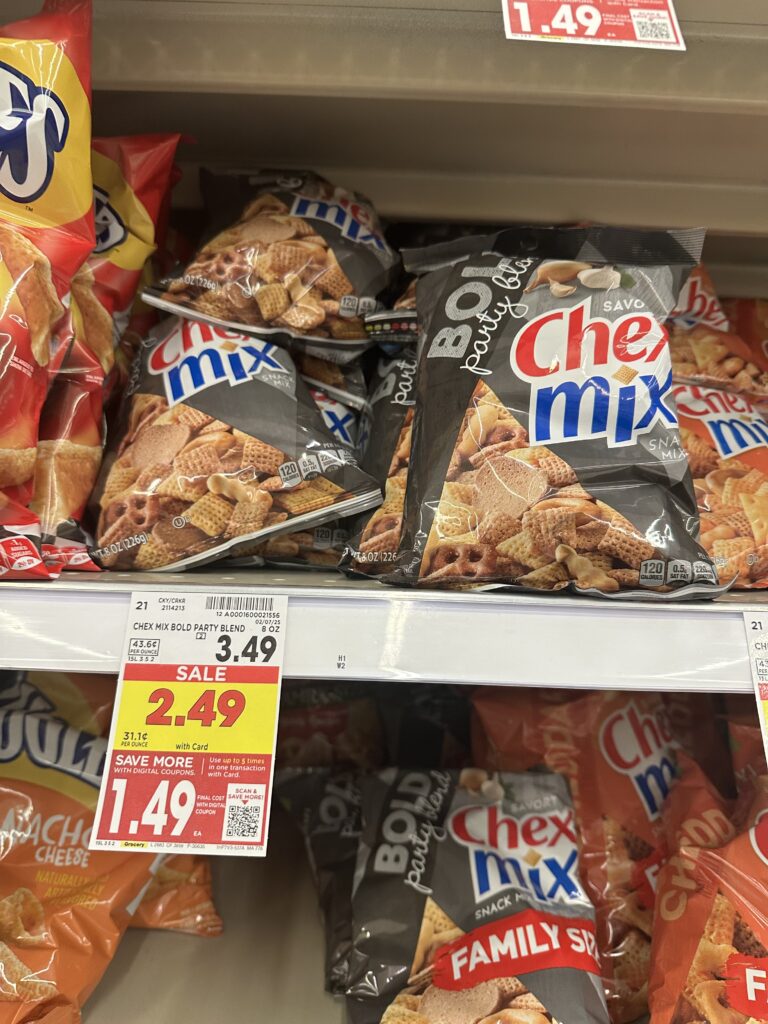 Bugles, Chex Mix and Gardetto's Kroger Shelf Images