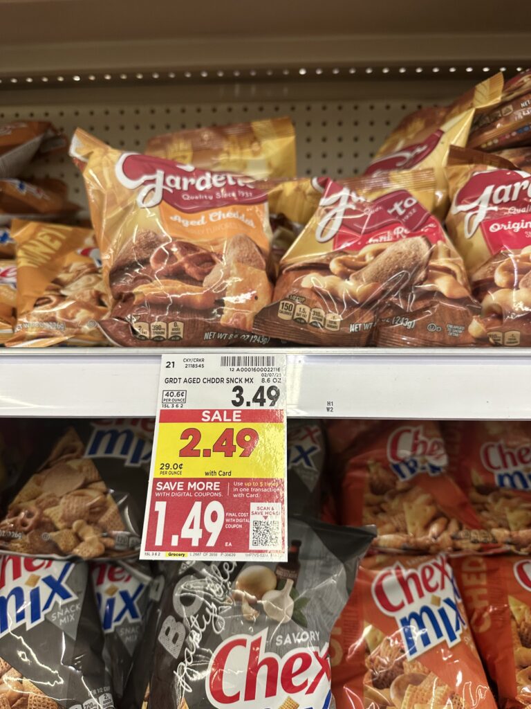 Bugles, Chex Mix and Gardetto's Kroger Shelf Images