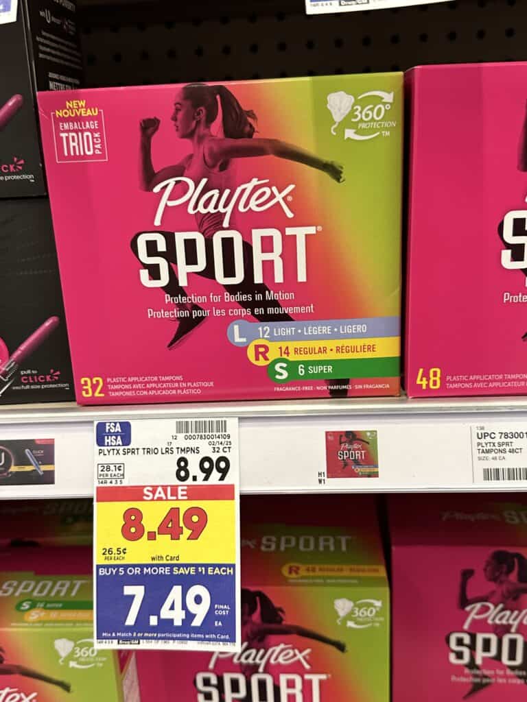 Carefree Pads and Playtex Tampons Kroger Shelf Image