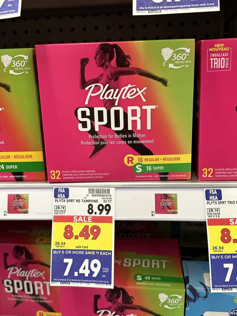Carefree Pads and Playtex Tampons Kroger Shelf Image